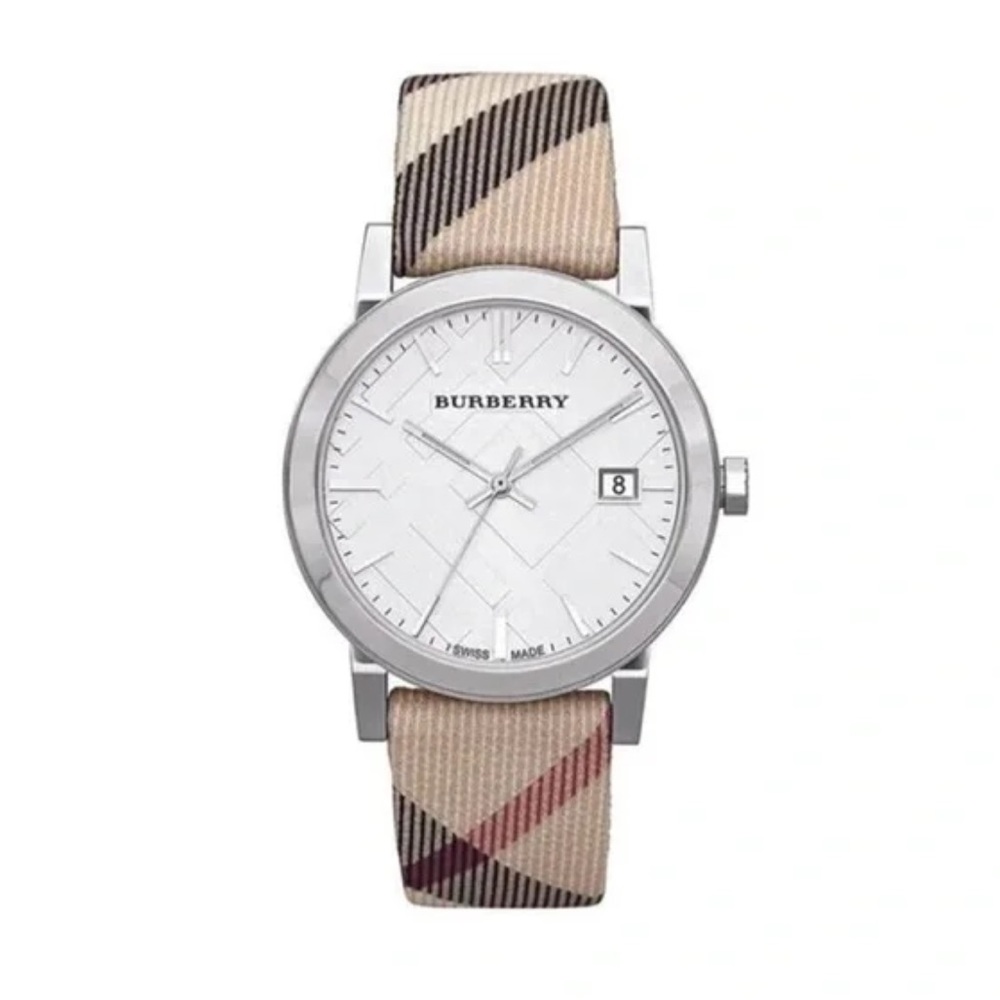 Burberry Stainless Steel Luxury Watch with Signature Plaid Leather Band